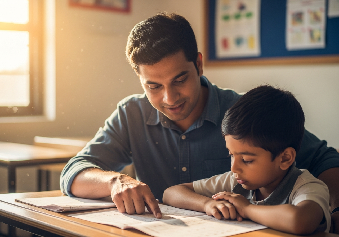 Teacher mentoring a student